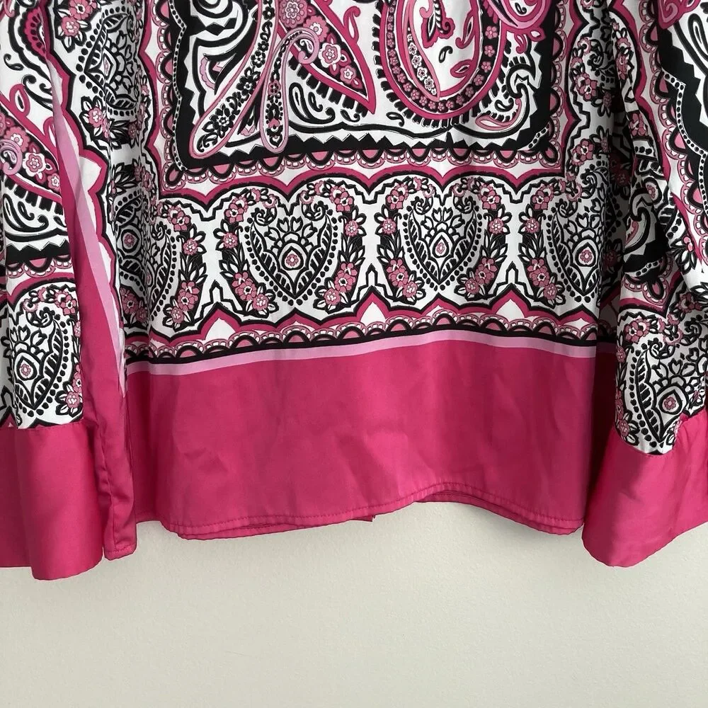 Maison d' Amelie Womens Button Up Geometric Paisley Print Blouse Size Medium - Picture 8 of 10